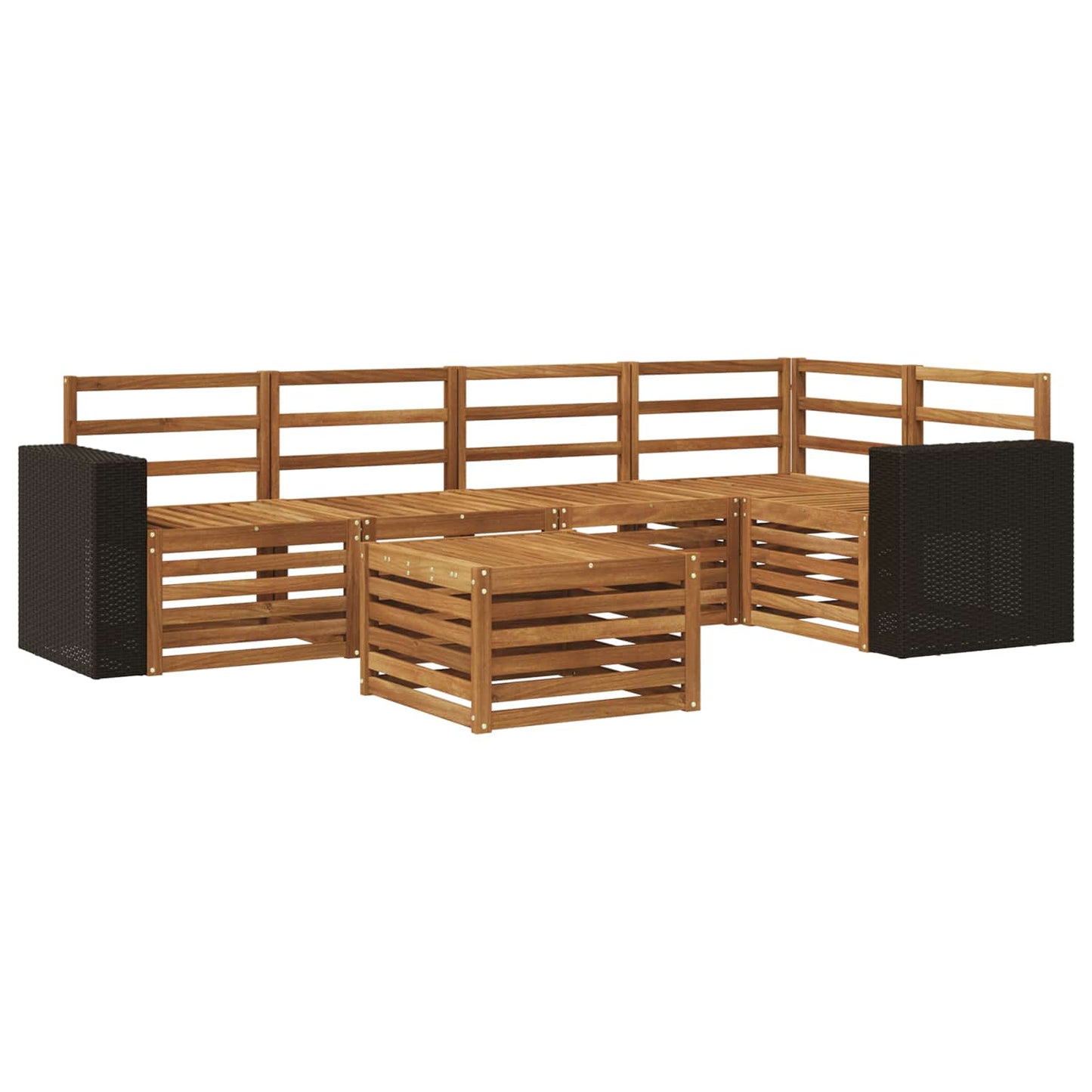 Sectional Sofa Set 6 pcs Natural Solid Acacia Wood