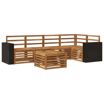 Sectional Sofa Set 6 pcs Natural Solid Acacia Wood