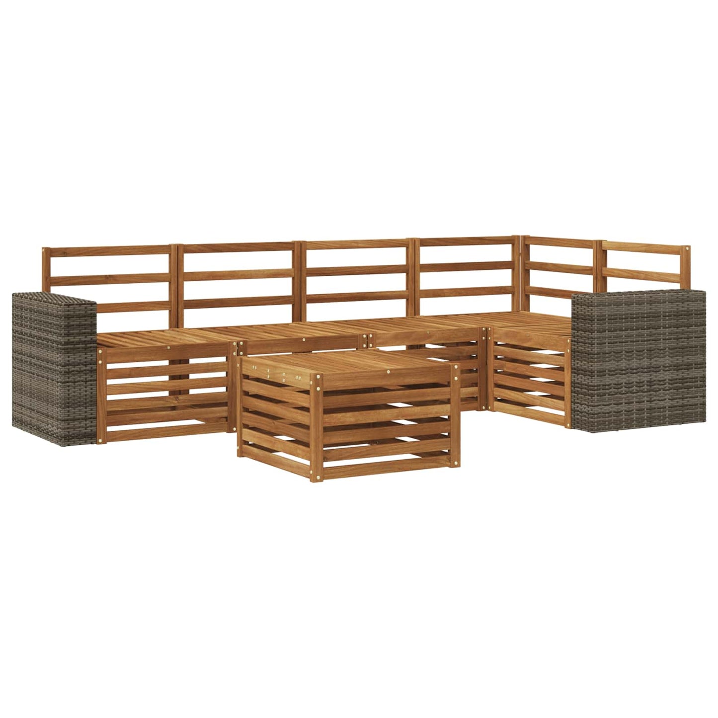 Sectional Sofa Set 6 pcs Natural Solid Acacia Wood