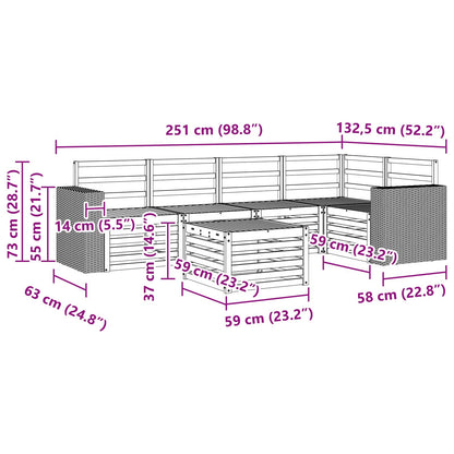 Sectional Sofa Set 6 pcs Natural Solid Acacia Wood