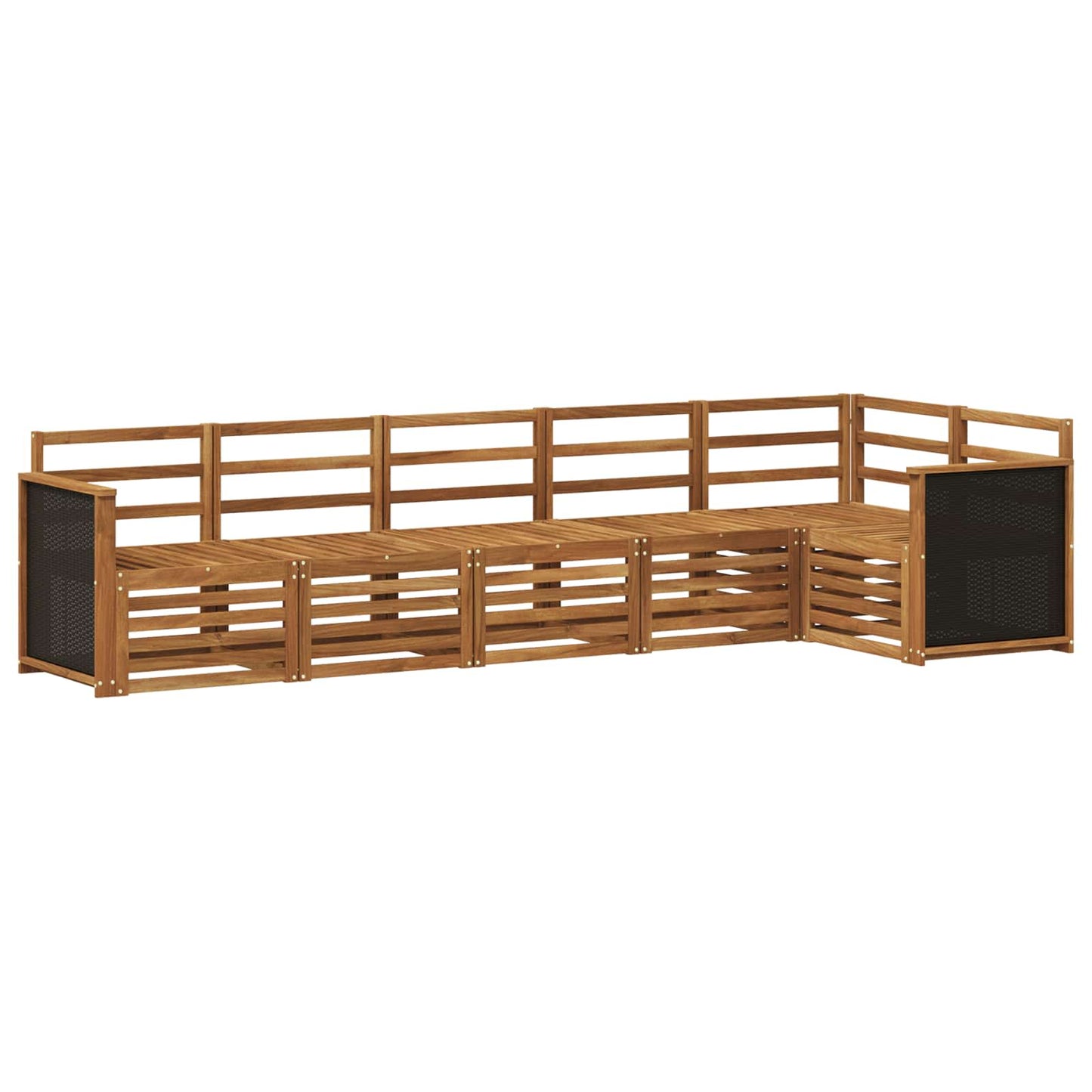 Sectional Sofa Set 5 pcs Natural Solid Acacia Wood
