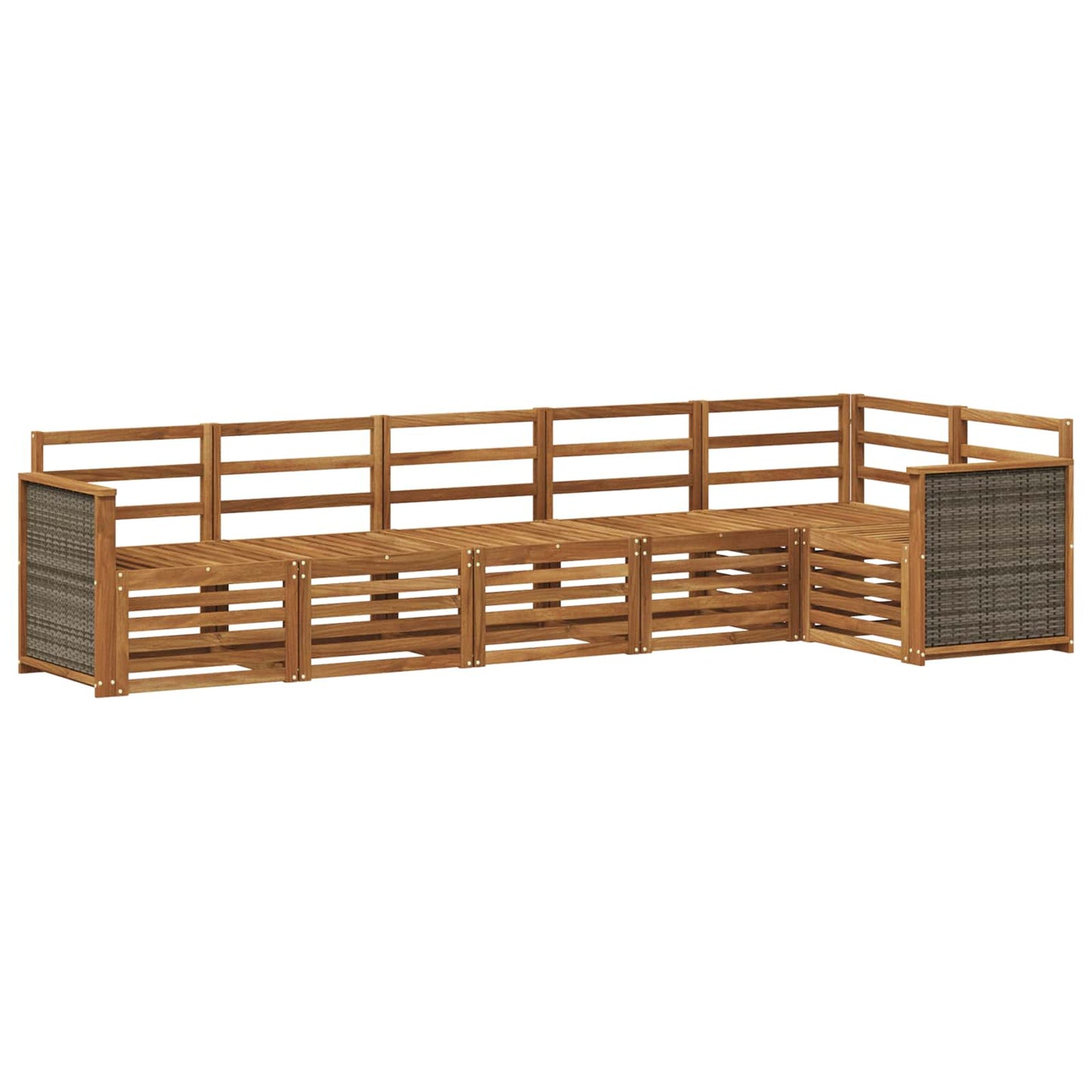 Sectional Sofa Set 5 pcs Natural Solid Acacia Wood