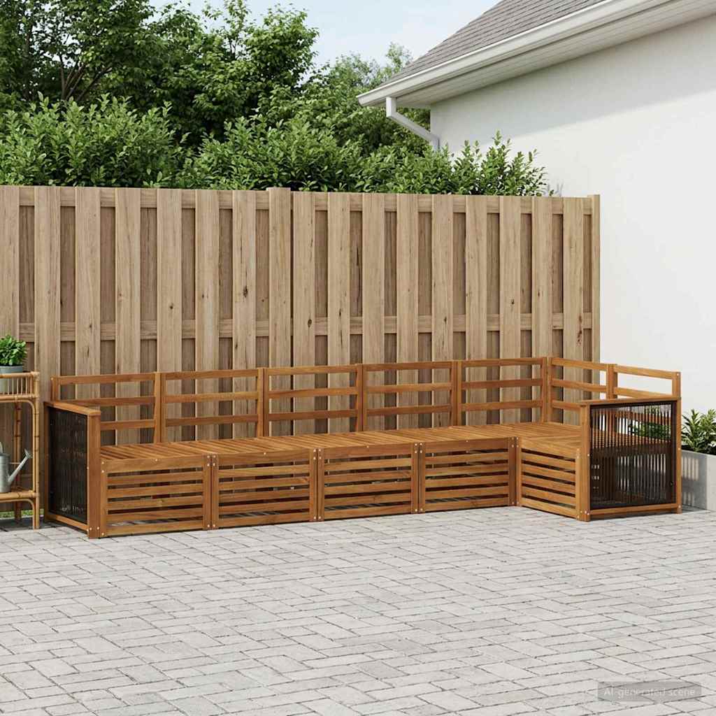 Sectional Sofa Set 5 pcs Natural Solid Acacia Wood