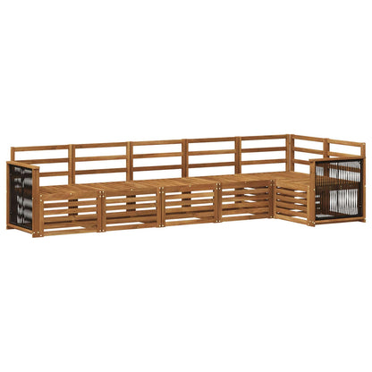 Sectional Sofa Set 5 pcs Natural Solid Acacia Wood