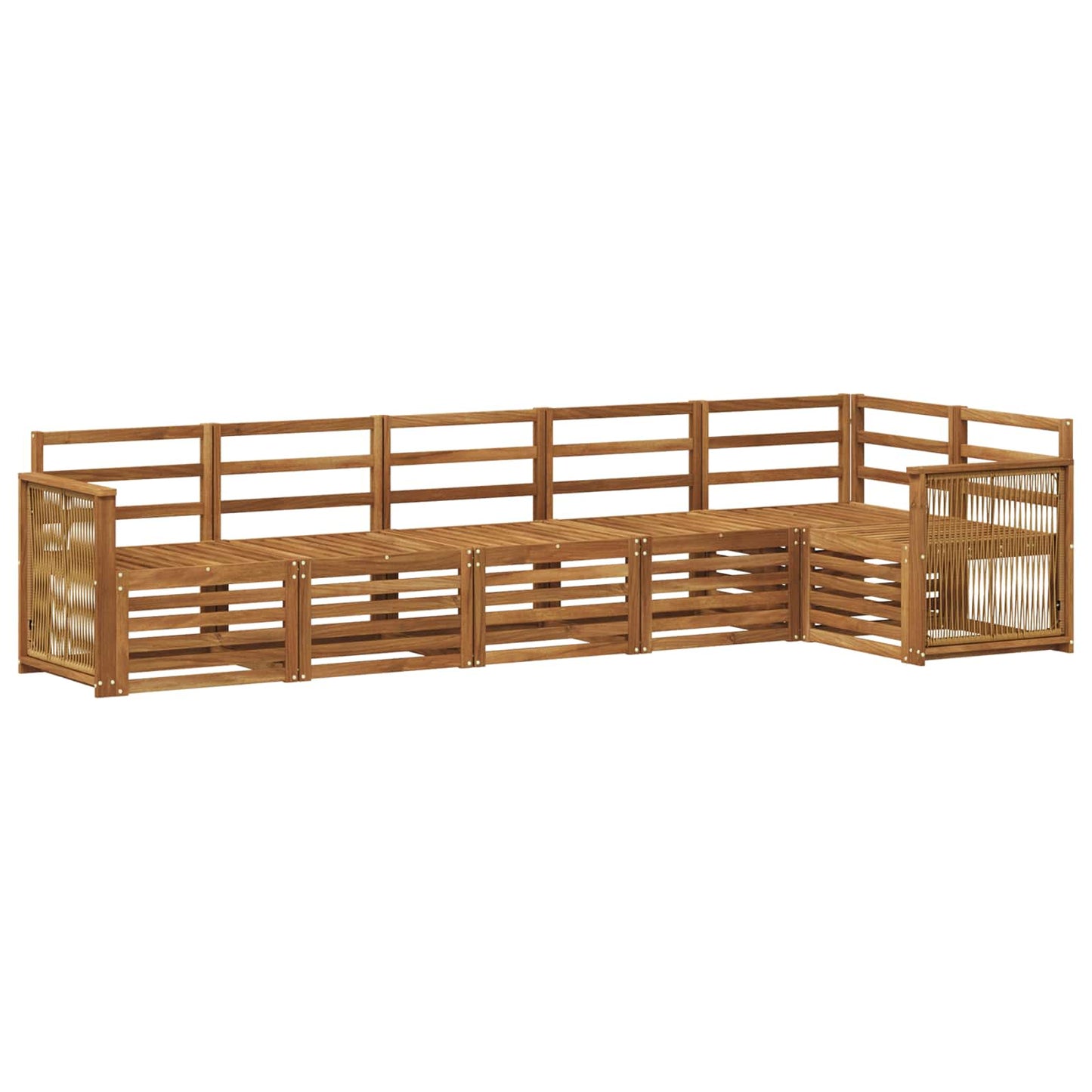Sectional Sofa Set 5 pcs Natural Solid Acacia Wood