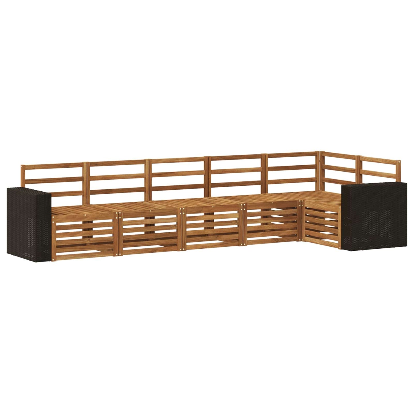 Sectional Sofa Set 6 pcs Natural Solid Acacia Wood
