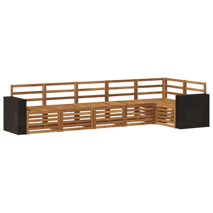 Sectional Sofa Set 6 pcs Natural Solid Acacia Wood