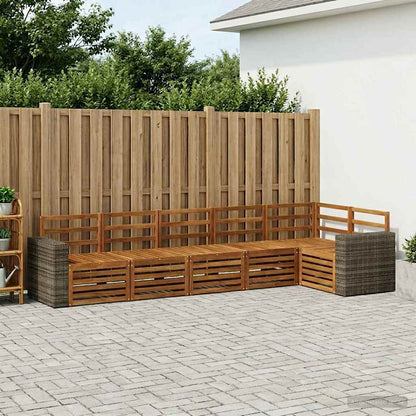 Sectional Sofa Set 6 pcs Natural Solid Acacia Wood