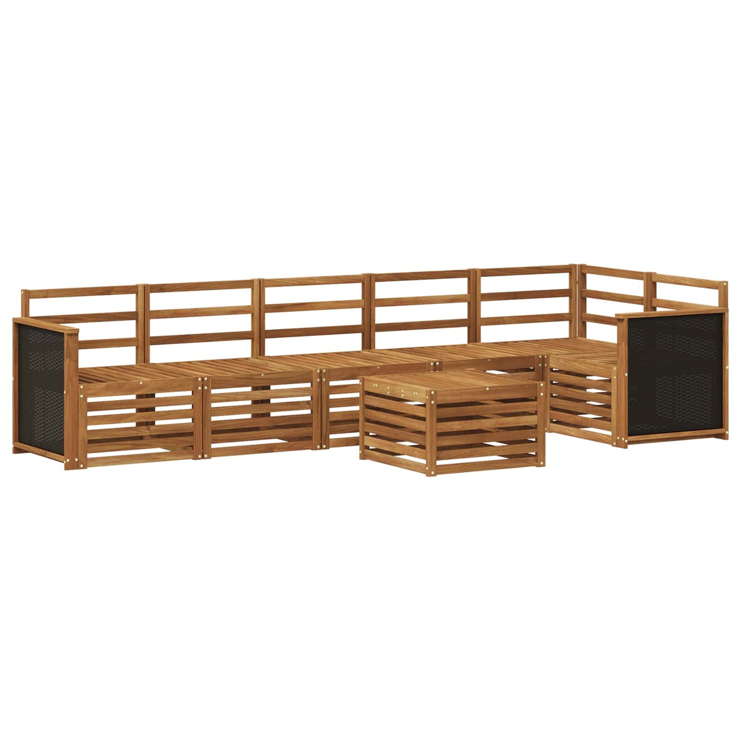 Sectional Sofa Set 6 pcs Natural Solid Acacia Wood