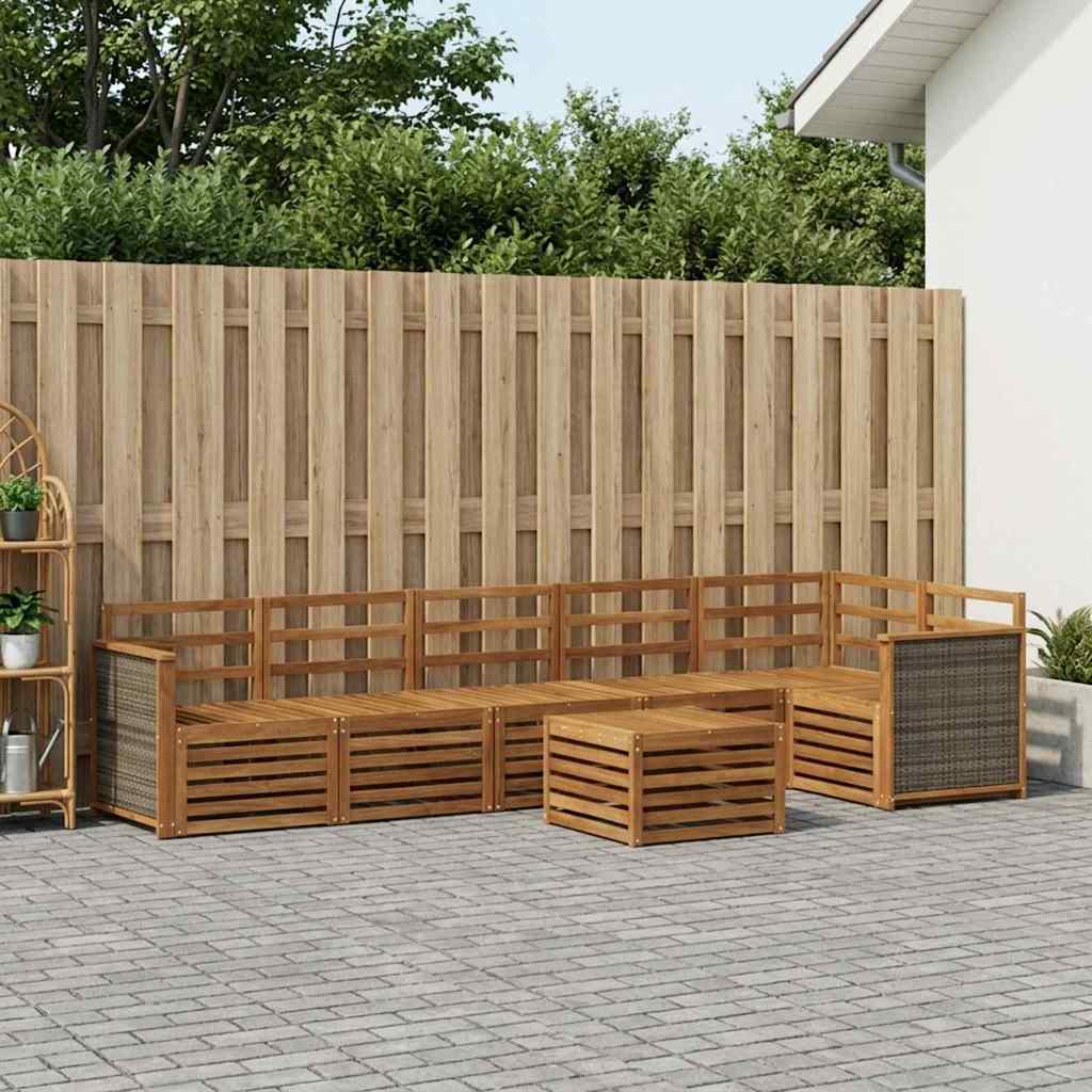 Outdoor Sofa Set 6 pcs Natural Solid Acacia Wood