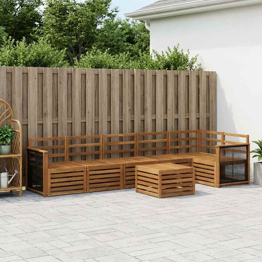 Outdoor Sofa Set 6 pcs Natural Solid Acacia Wood