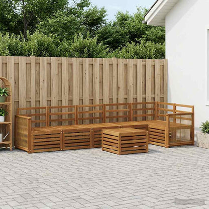 Sectional Sofa Set 6 pcs Natural Solid Acacia Wood