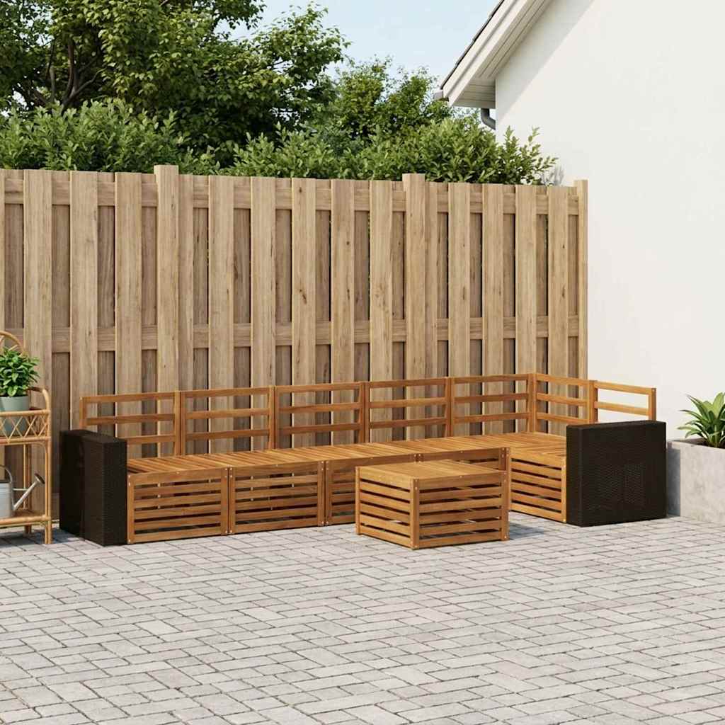 Sectional Sofa Set 7 pcs Natural Solid Acacia Wood