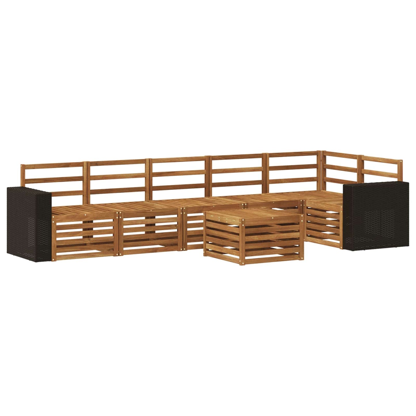 Sectional Sofa Set 7 pcs Natural Solid Acacia Wood