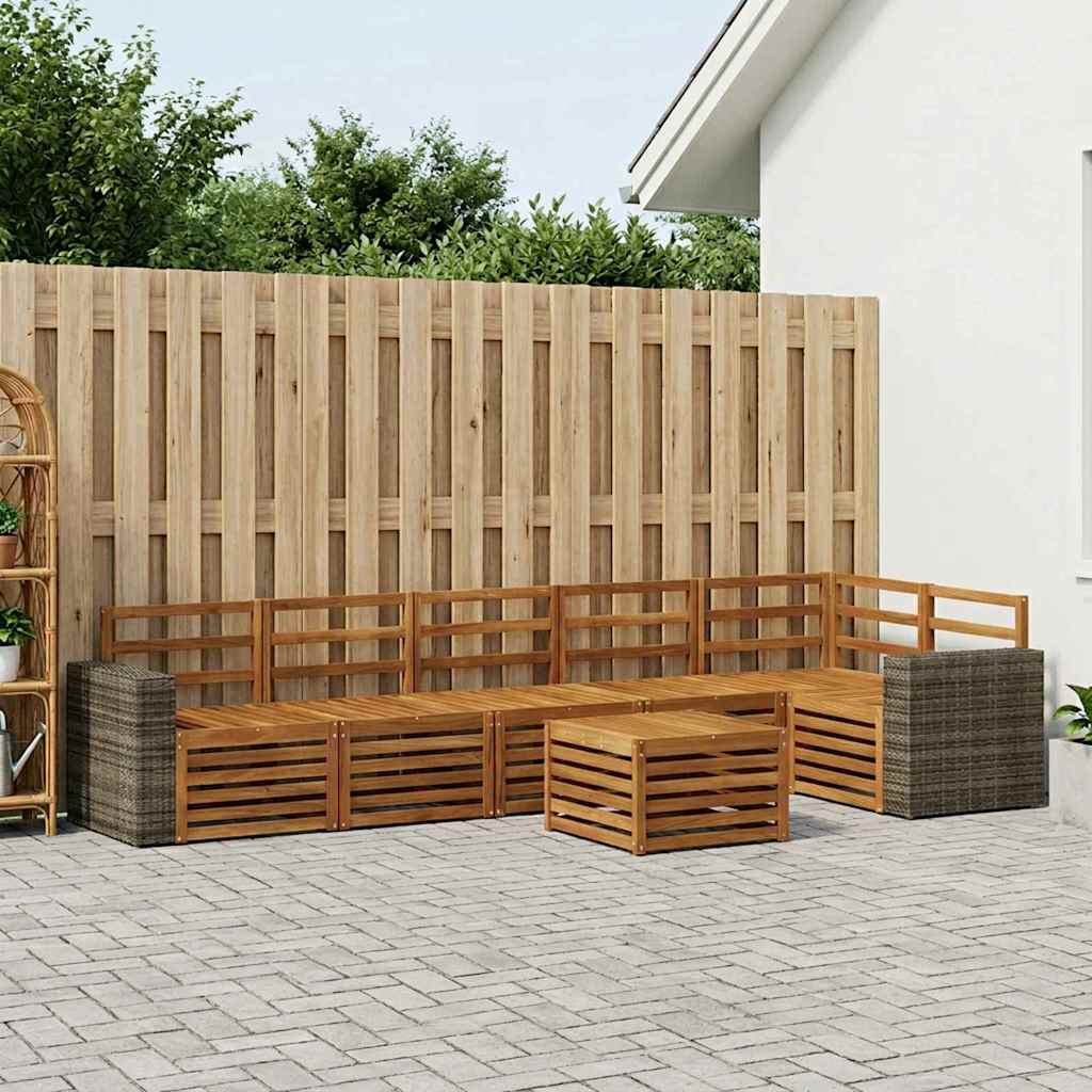 Sectional Sofa Set 7 pcs Natural Solid Acacia Wood