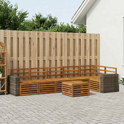 Sectional Sofa Set 7 pcs Natural Solid Acacia Wood