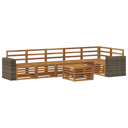 Sectional Sofa Set 7 pcs Natural Solid Acacia Wood