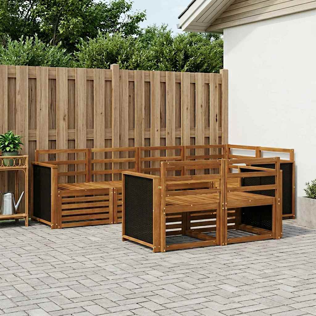 Sectional Sofa Set 6 pcs Natural Solid Acacia Wood