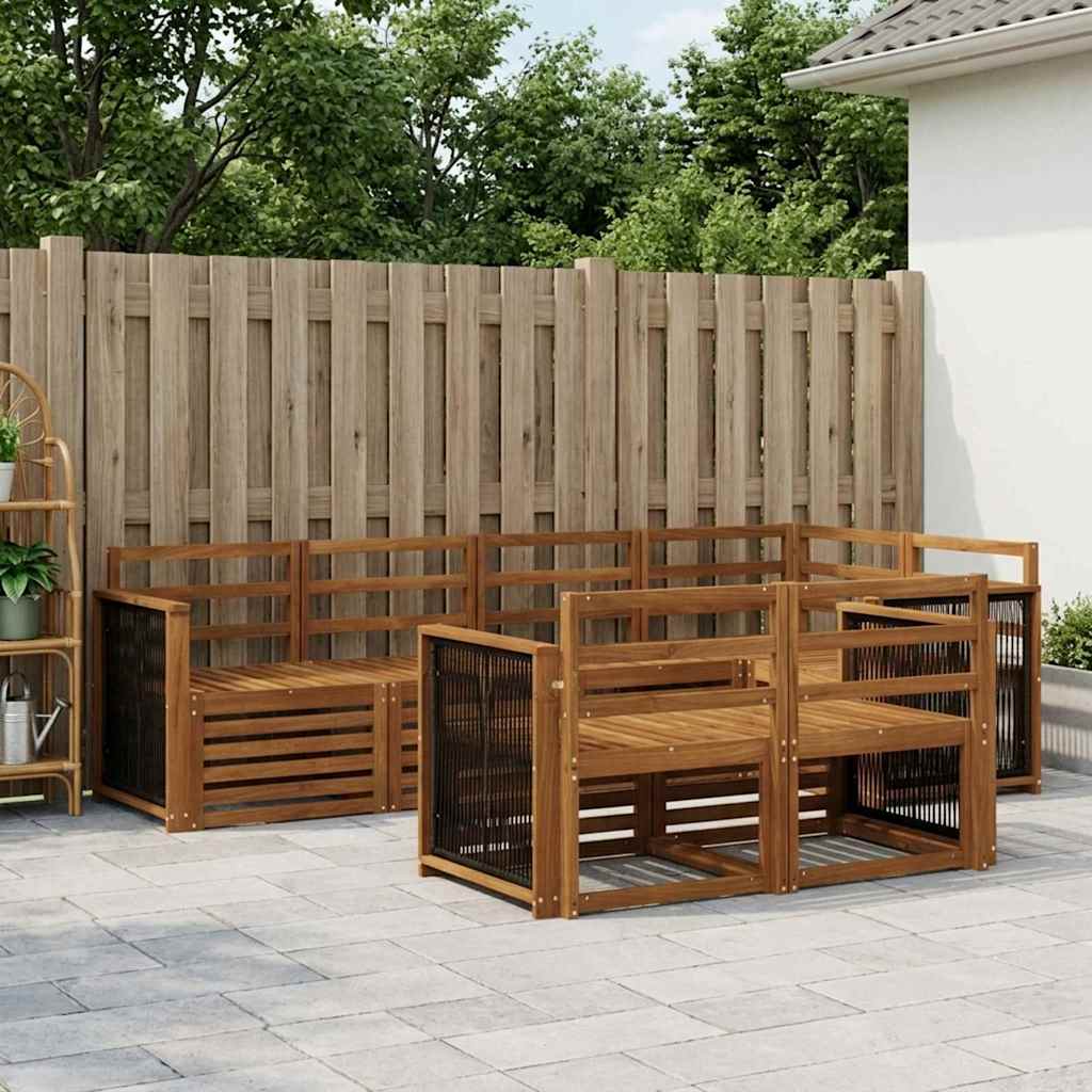 Sectional Sofa Set 6 pcs Natural Solid Acacia Wood