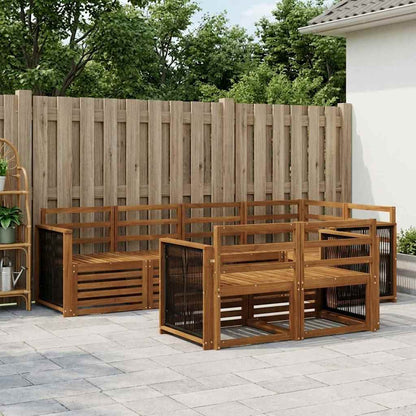 Sectional Sofa Set 6 pcs Natural Solid Acacia Wood