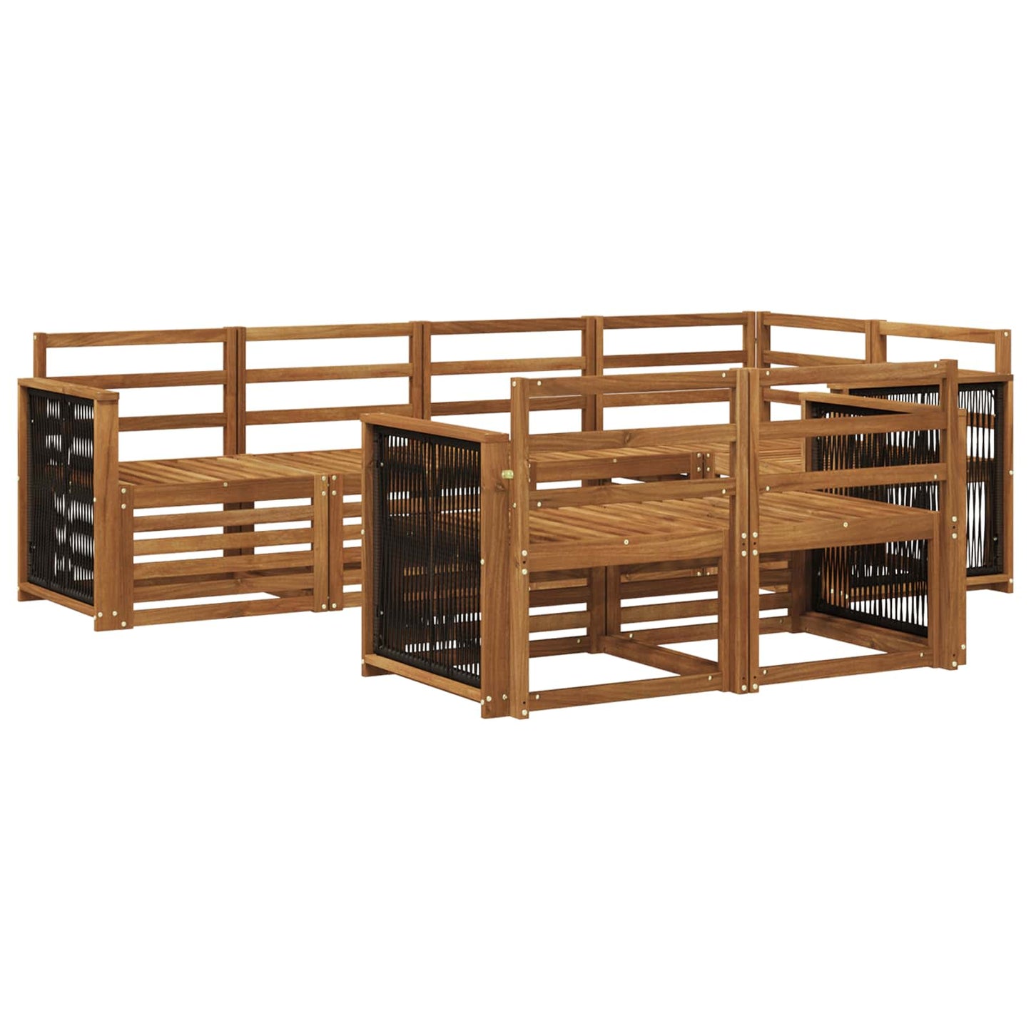 Sectional Sofa Set 6 pcs Natural Solid Acacia Wood