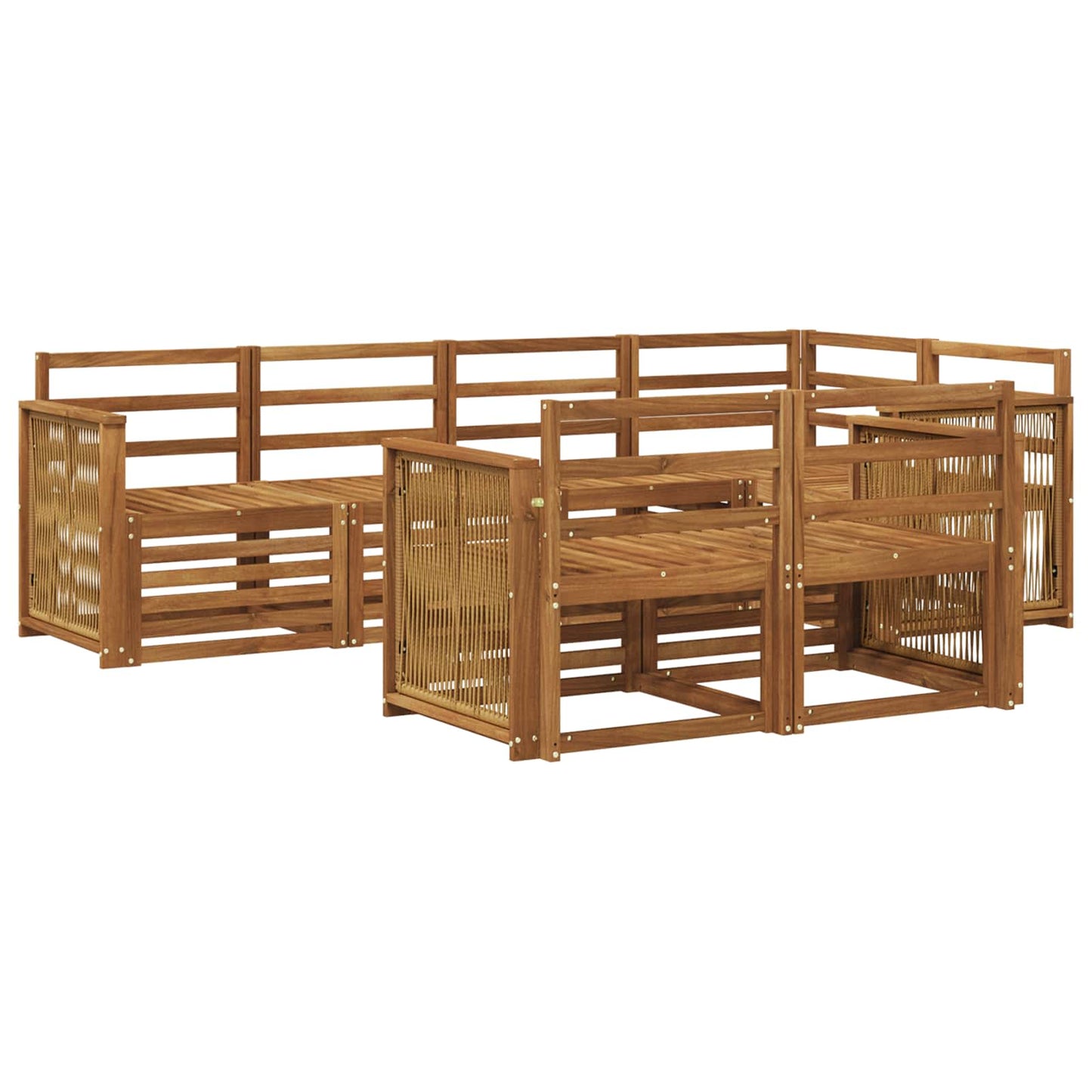 Sectional Sofa Set 6 pcs Natural Solid Acacia Wood