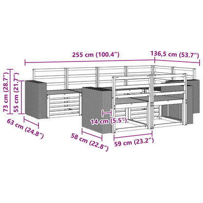Sectional Sofa Set 7 pcs Natural