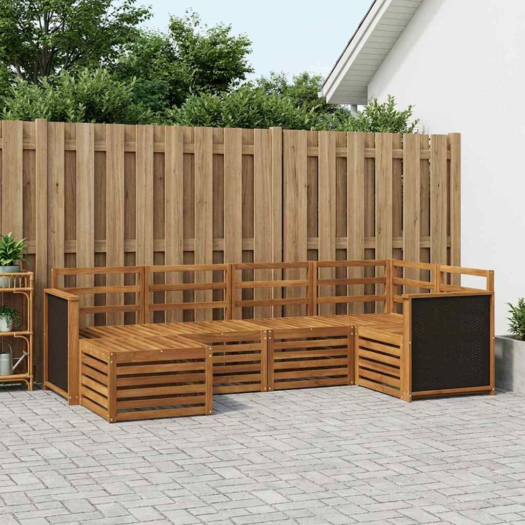 Sectional Sofa Set 5 pcs Natural Solid Acacia Wood