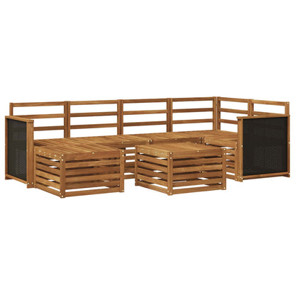 Sectional Sofa Set 6 pcs Natural Solid Acacia Wood