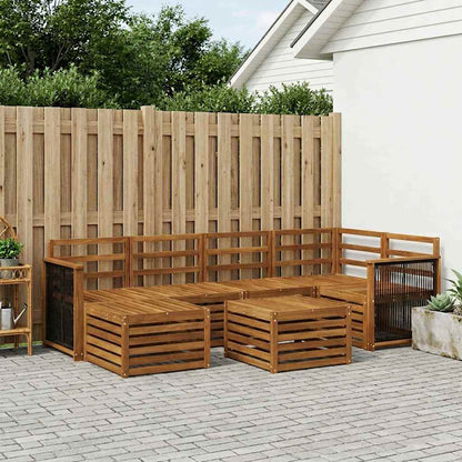 Sectional Sofa Set 6 pcs Natural Solid Acacia Wood