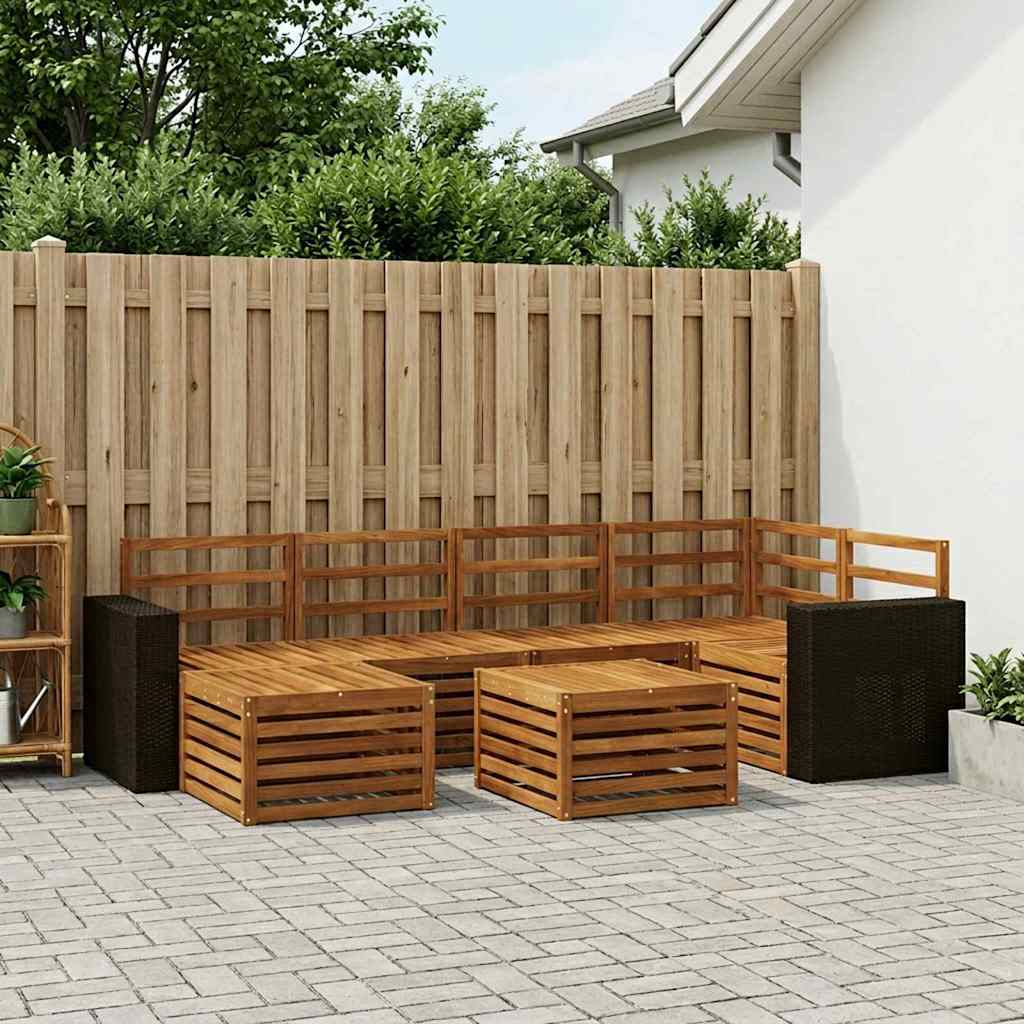 Sectional Sofa Set 7 pcs Natural Solid Acacia Wood