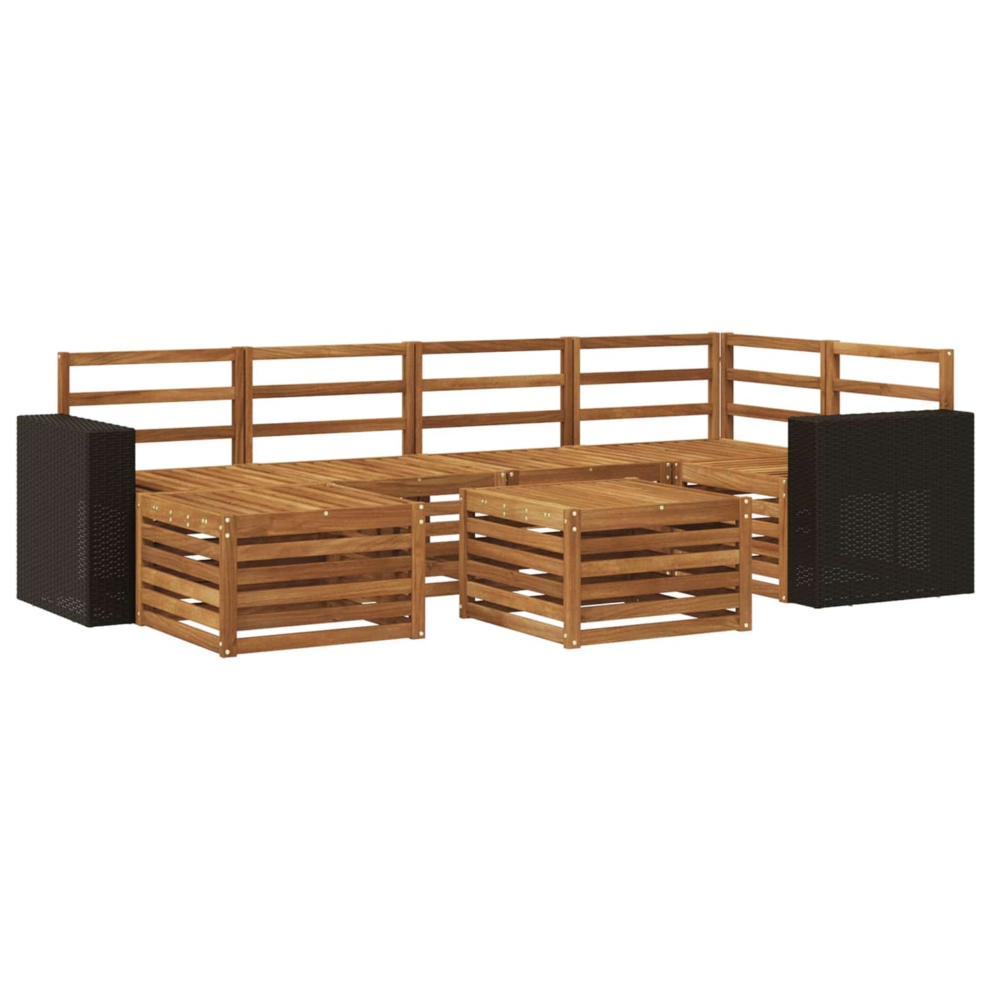 Sectional Sofa Set 7 pcs Natural Solid Acacia Wood
