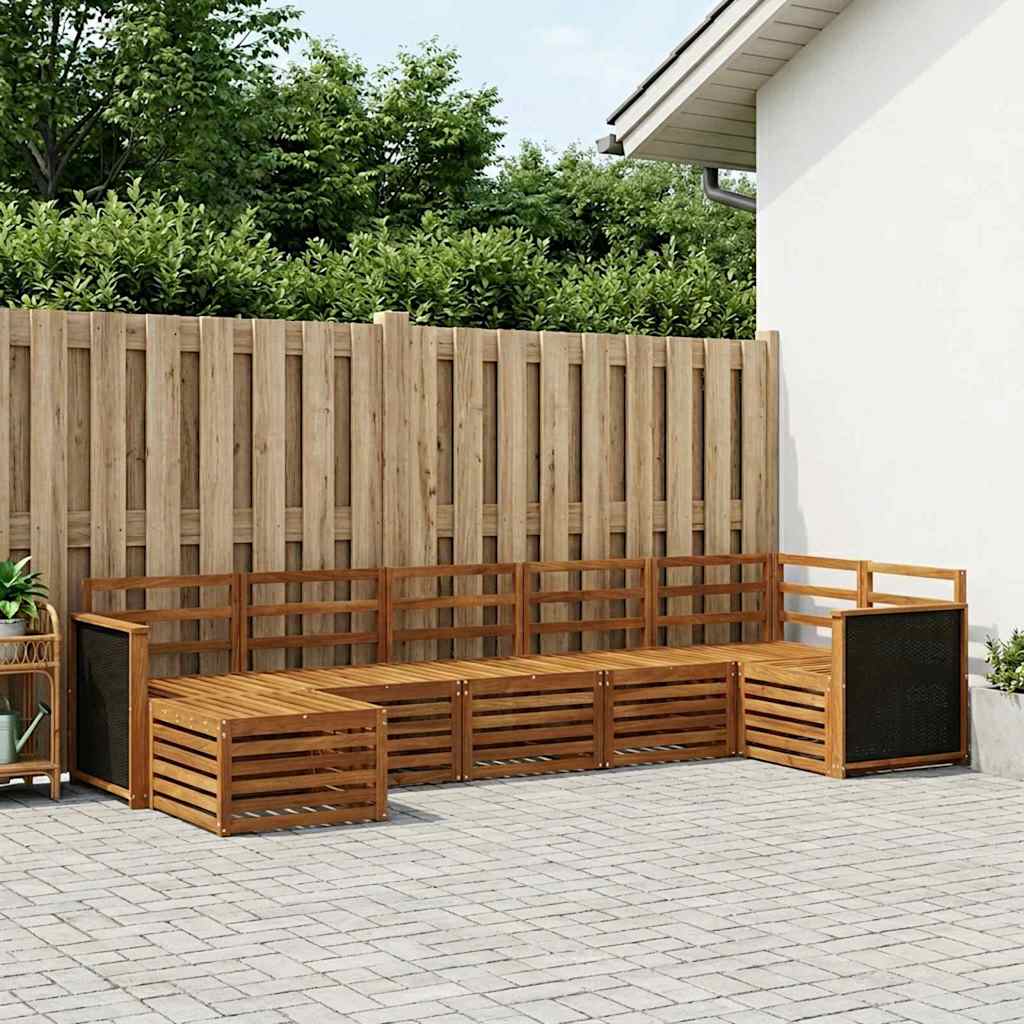 Sectional Sofa Set 6 pcs Natural Solid Acacia Wood
