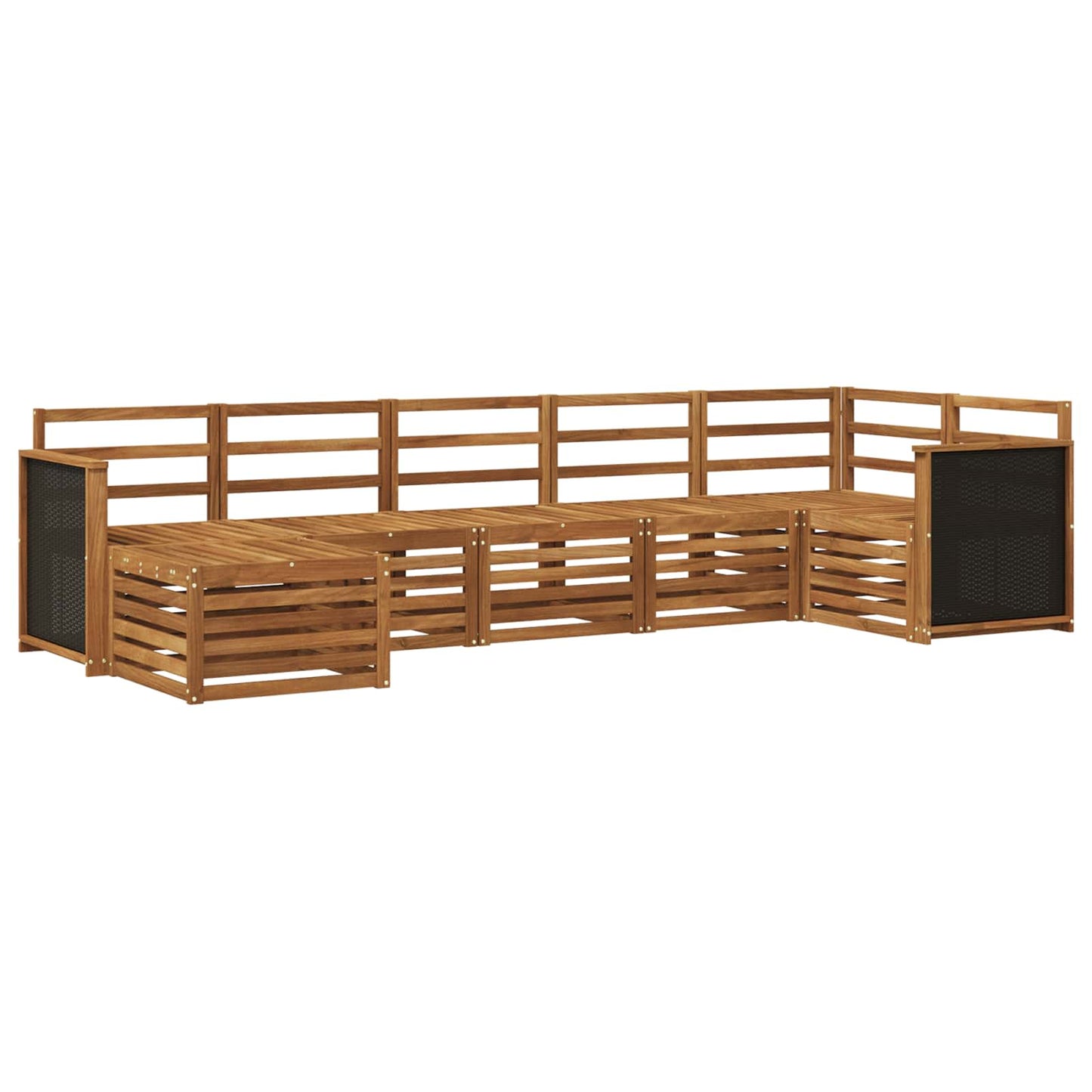 Sectional Sofa Set 6 pcs Natural Solid Acacia Wood