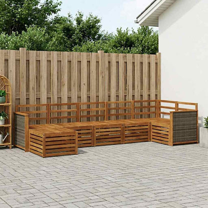 Sectional Sofa Set 6 pcs Natural Solid Acacia Wood