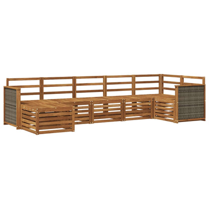 Sectional Sofa Set 6 pcs Natural Solid Acacia Wood