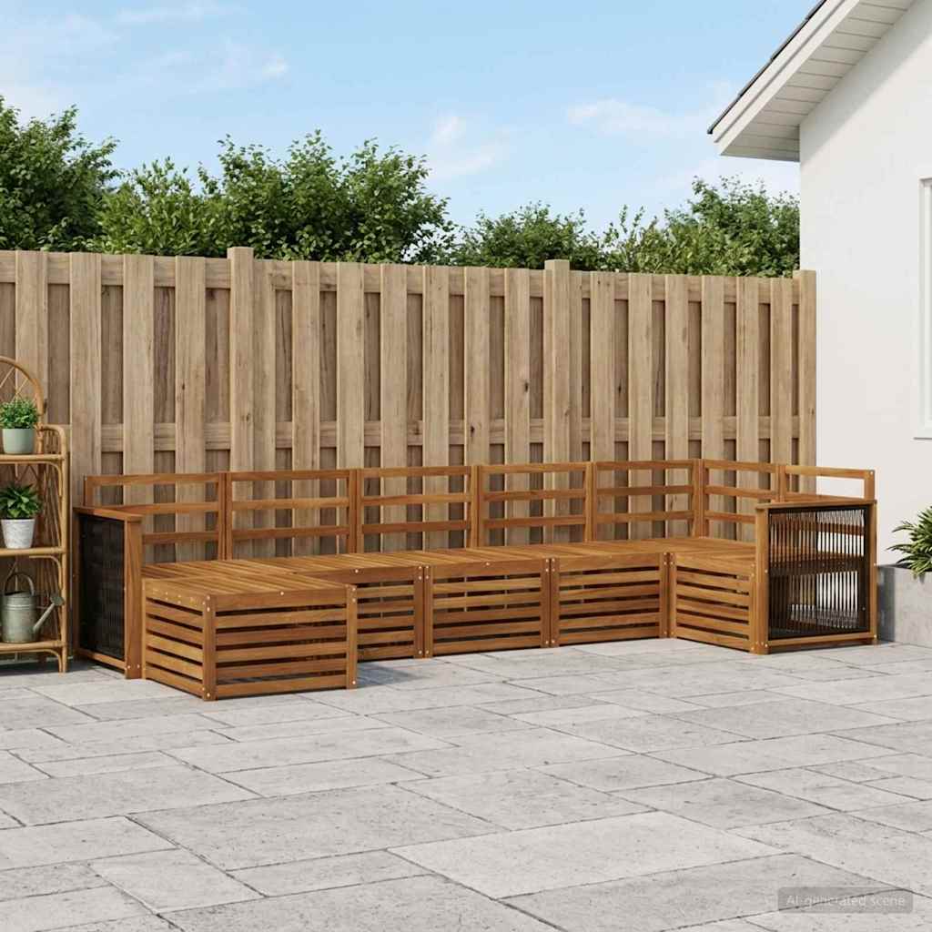 Sectional Sofa Set 6 pcs Natural Solid Acacia Wood