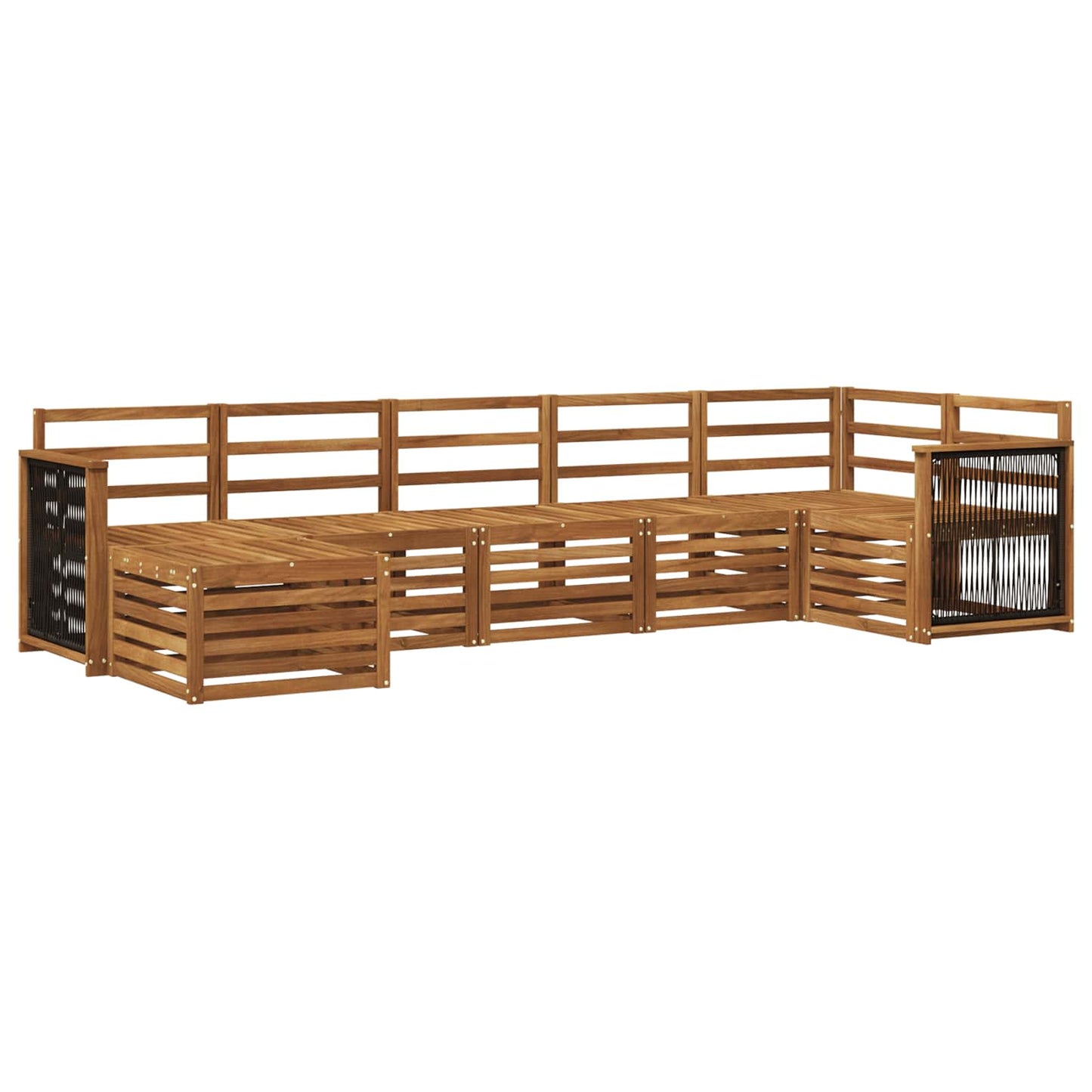 Sectional Sofa Set 6 pcs Natural Solid Acacia Wood