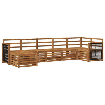 Sectional Sofa Set 6 pcs Natural Solid Acacia Wood