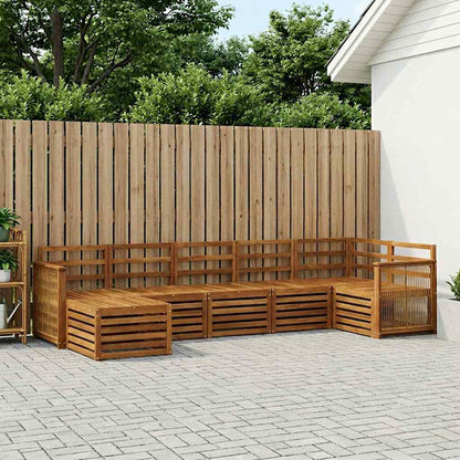 Sectional Sofa Set 6 pcs Natural Solid Acacia Wood