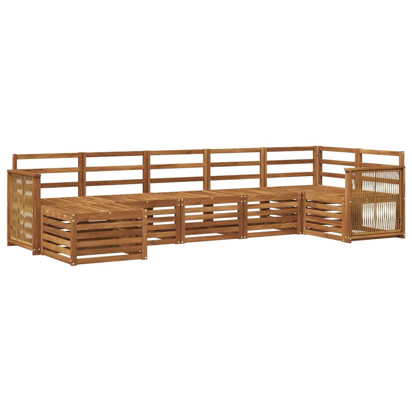 Sectional Sofa Set 6 pcs Natural Solid Acacia Wood