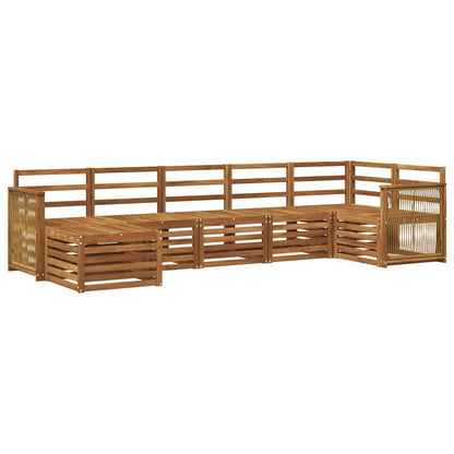 Sectional Sofa Set 6 pcs Natural Solid Acacia Wood