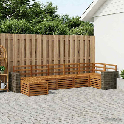 Sectional Sofa Set 7 pcs Natural Solid Acacia Wood