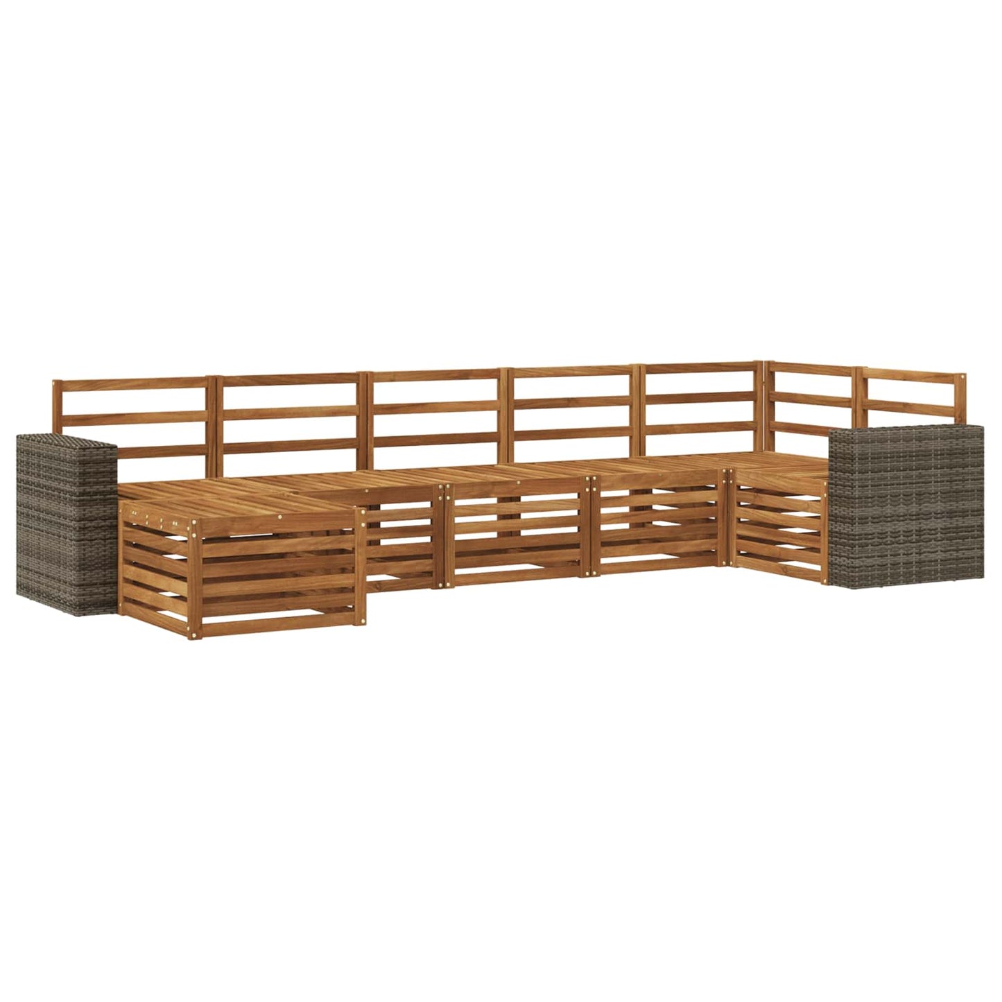 Sectional Sofa Set 7 pcs Natural Solid Acacia Wood