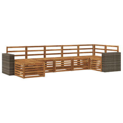 Sectional Sofa Set 7 pcs Natural Solid Acacia Wood