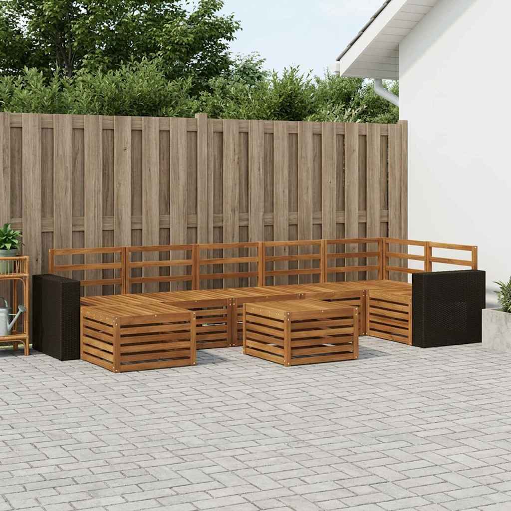 Outdoor Sofa Set 8 pcs Natural Solid Acacia Wood