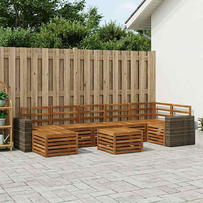 Outdoor Sofa Set 8 pcs Natural Solid Acacia Wood