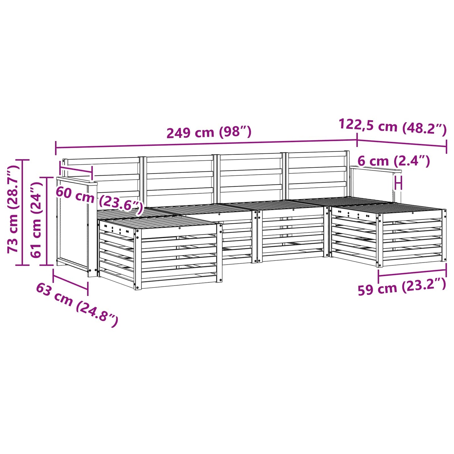 Sofa Sets Solid Acacia Wood