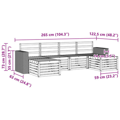 Outdoor Sofa Set 6 pcs Natural