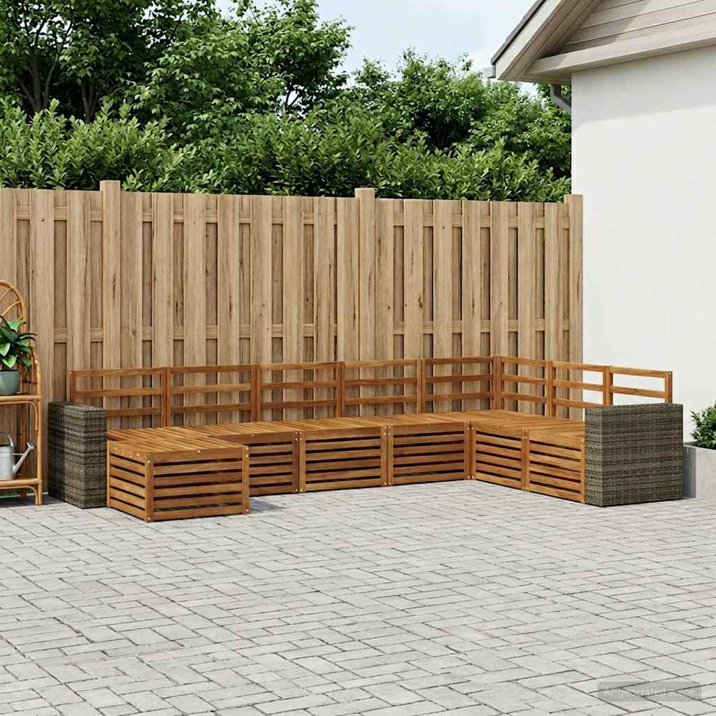 Outdoor Sofa Set 8 pcs Natural Solid Acacia Wood
